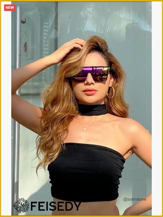 Oversized Square Flat Top Sunglasses with UV400 Protection